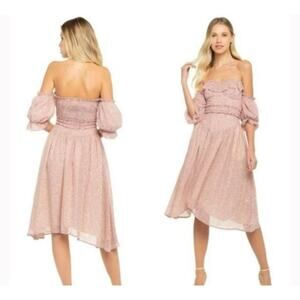 Lani The Label Women's Monroe Midi Dress Red Milkmaid Corset Ruffle Romantic S